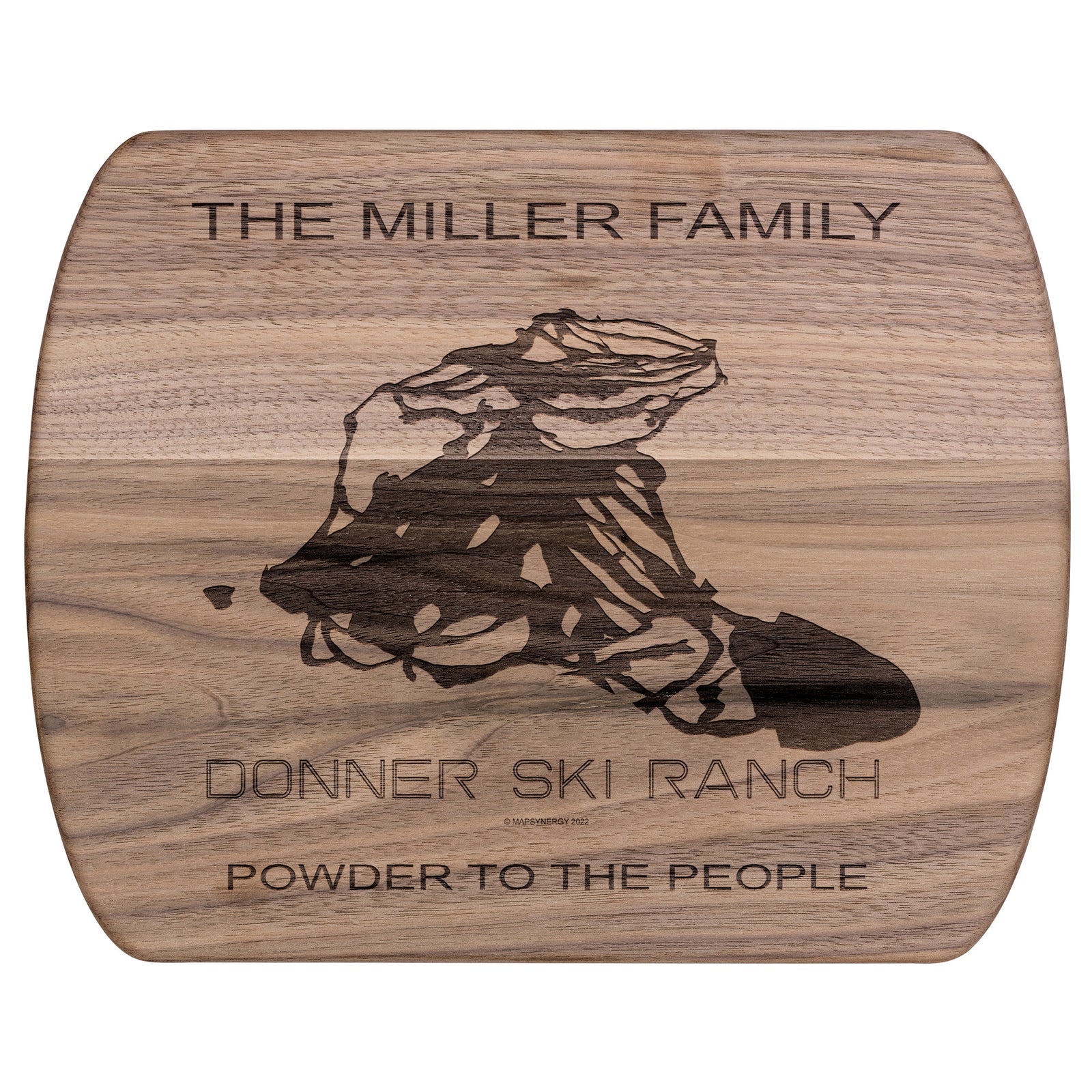 PERSONALIZED DONNER SKI RANCH , CALIFORNIA SKI TRAIL MAP CUTTING BOARD