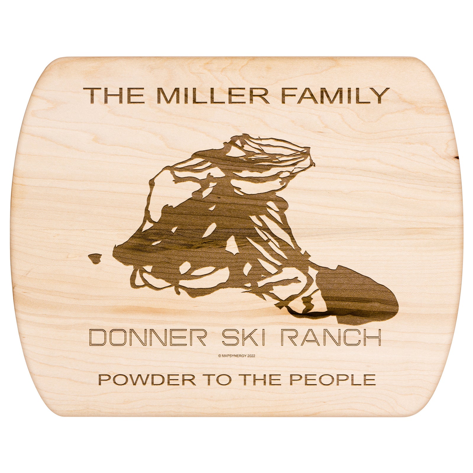 PERSONALIZED DONNER SKI RANCH , CALIFORNIA SKI TRAIL MAP CUTTING BOARD