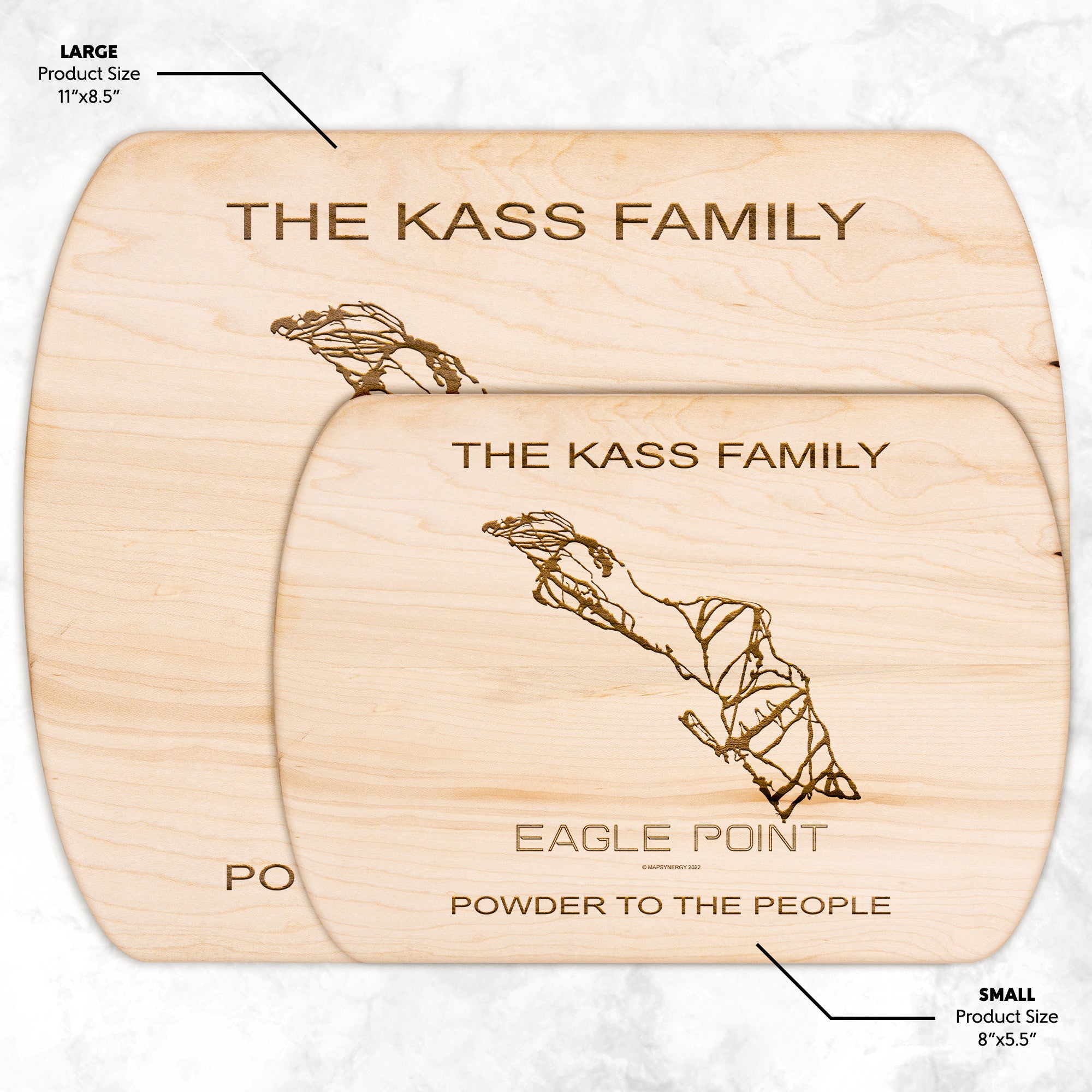 PERSONALIZED Eagle Point, Utah SKI TRAIL MAP CUTTING BOARD