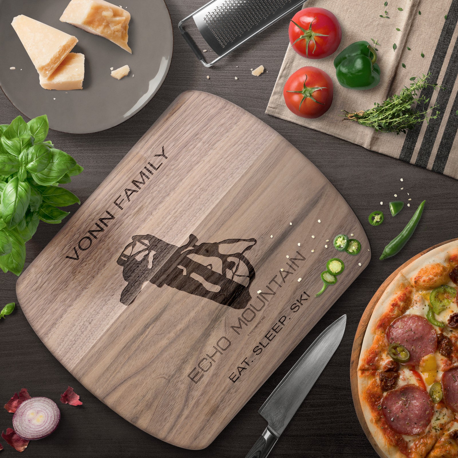 PERSONALIZED Echo Mountain ,Colorado SKI TRAIL MAP CUTTING BOARD