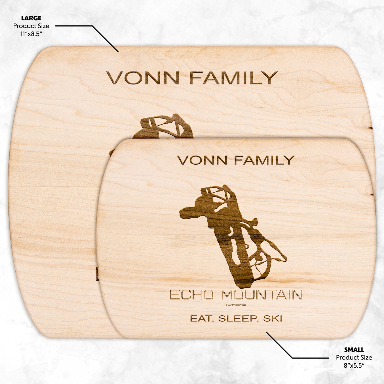 PERSONALIZED Echo Mountain ,Colorado SKI TRAIL MAP CUTTING BOARD