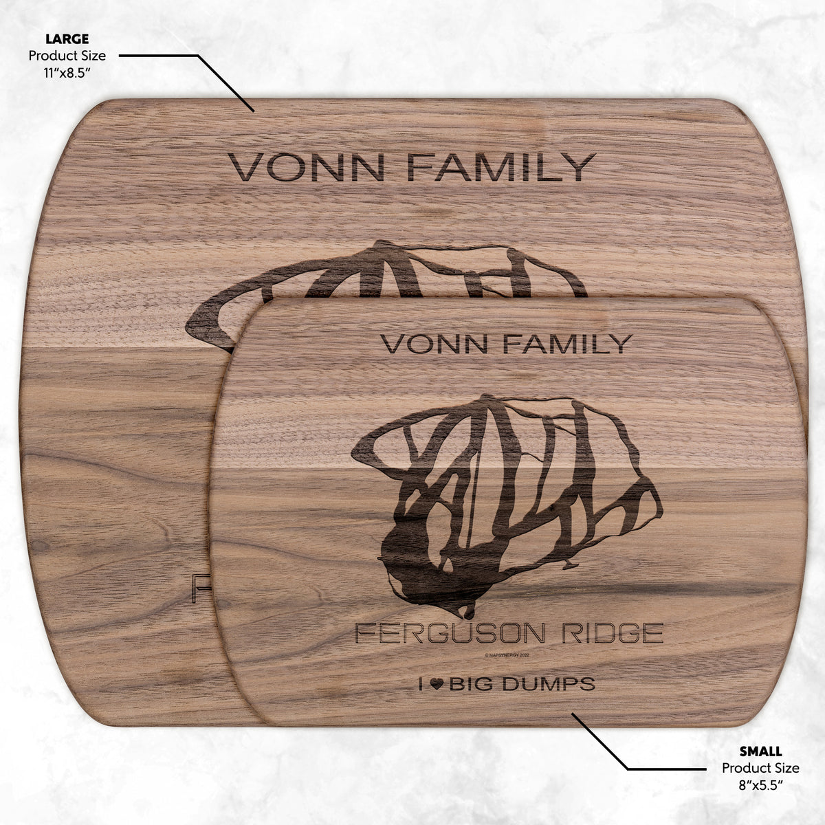 PERSONALIZED FERGUSON RIDGE,OREGON SKI TRAIL MAP CUTTING BOARD