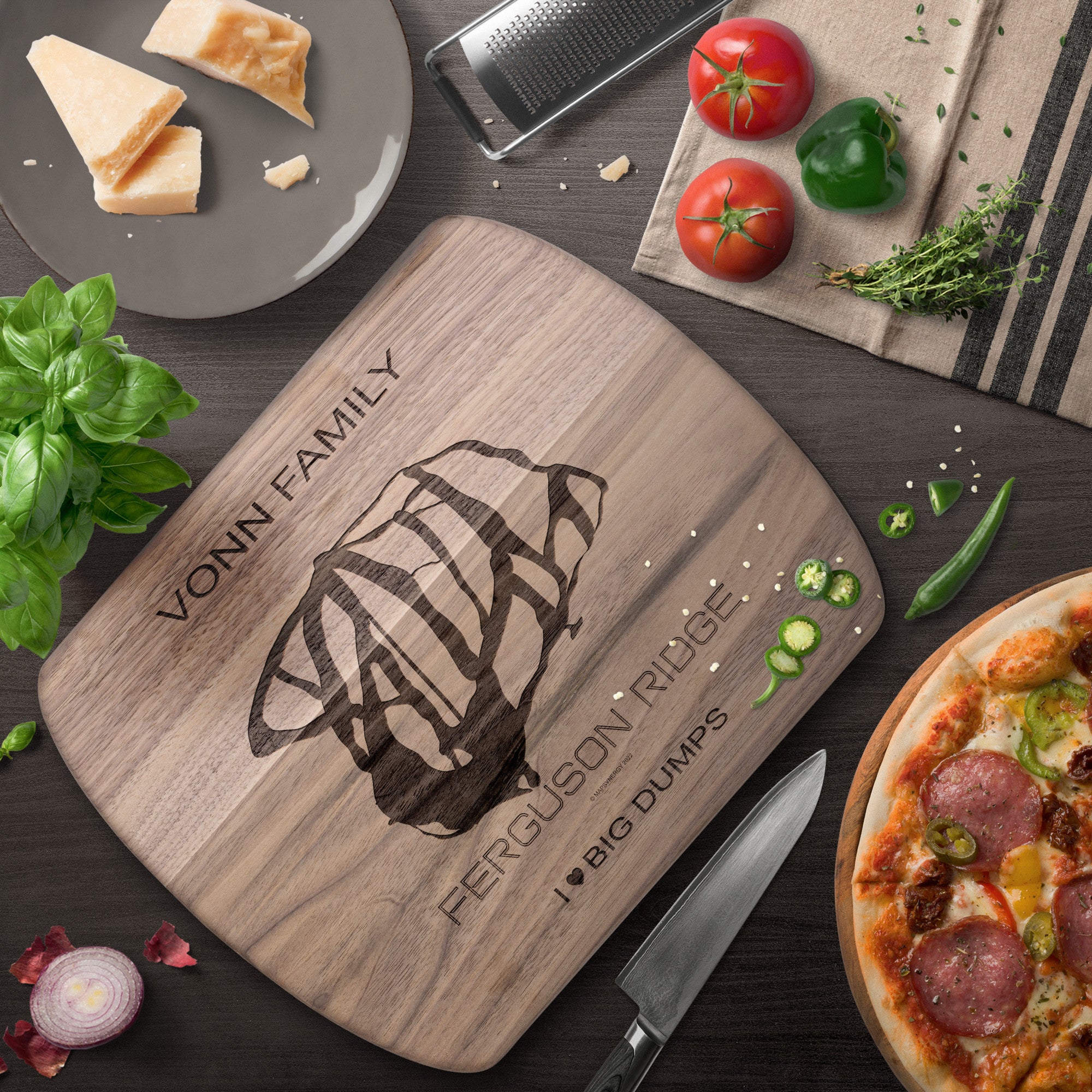 PERSONALIZED FERGUSON RIDGE,OREGON SKI TRAIL MAP CUTTING BOARD