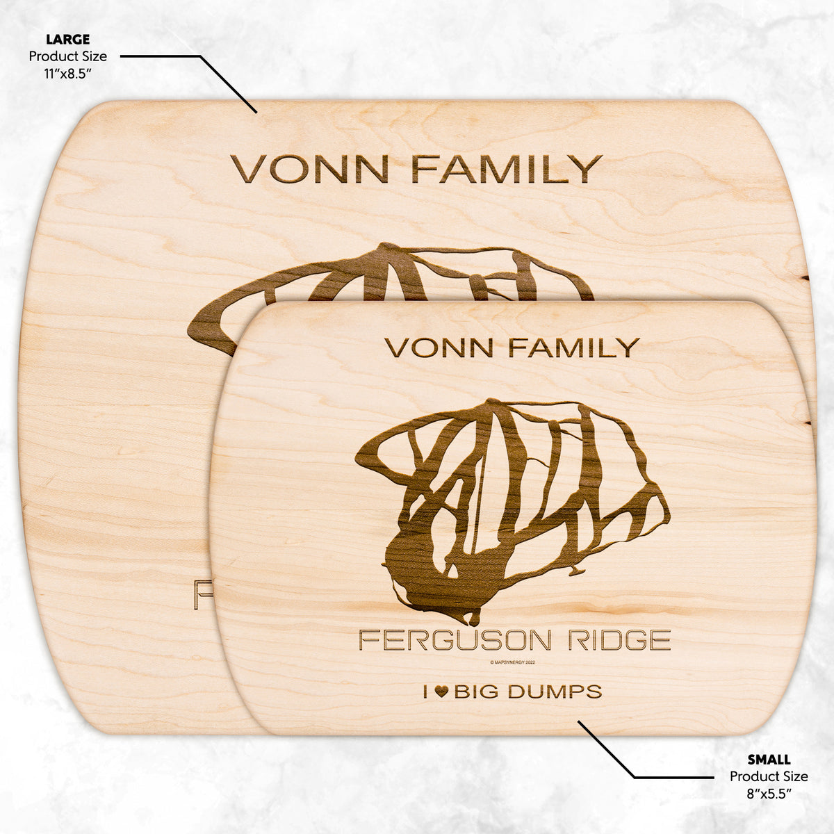 PERSONALIZED FERGUSON RIDGE,OREGON SKI TRAIL MAP CUTTING BOARD