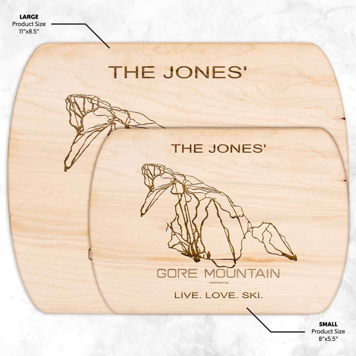 PERSONALIZED GORE MOUNTAIN, NEW YORK SKI TRAIL MAP CUTTING BOARD