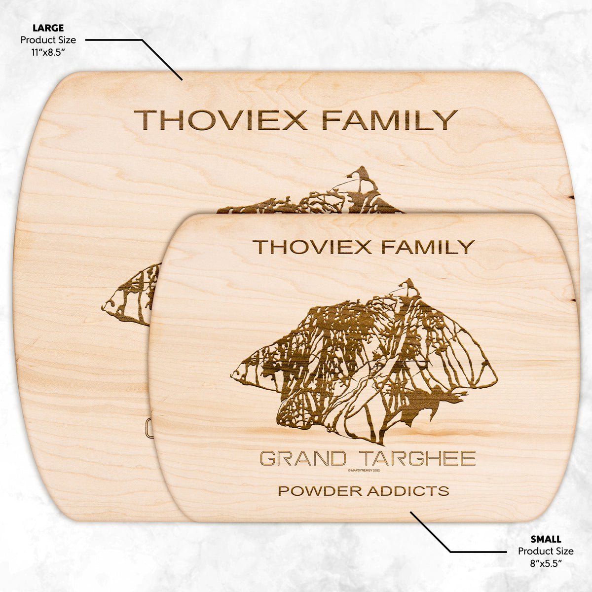 PERSONALIZED Grand Targhee , Wyoming SKI TRAIL MAP CUTTING BOARD
