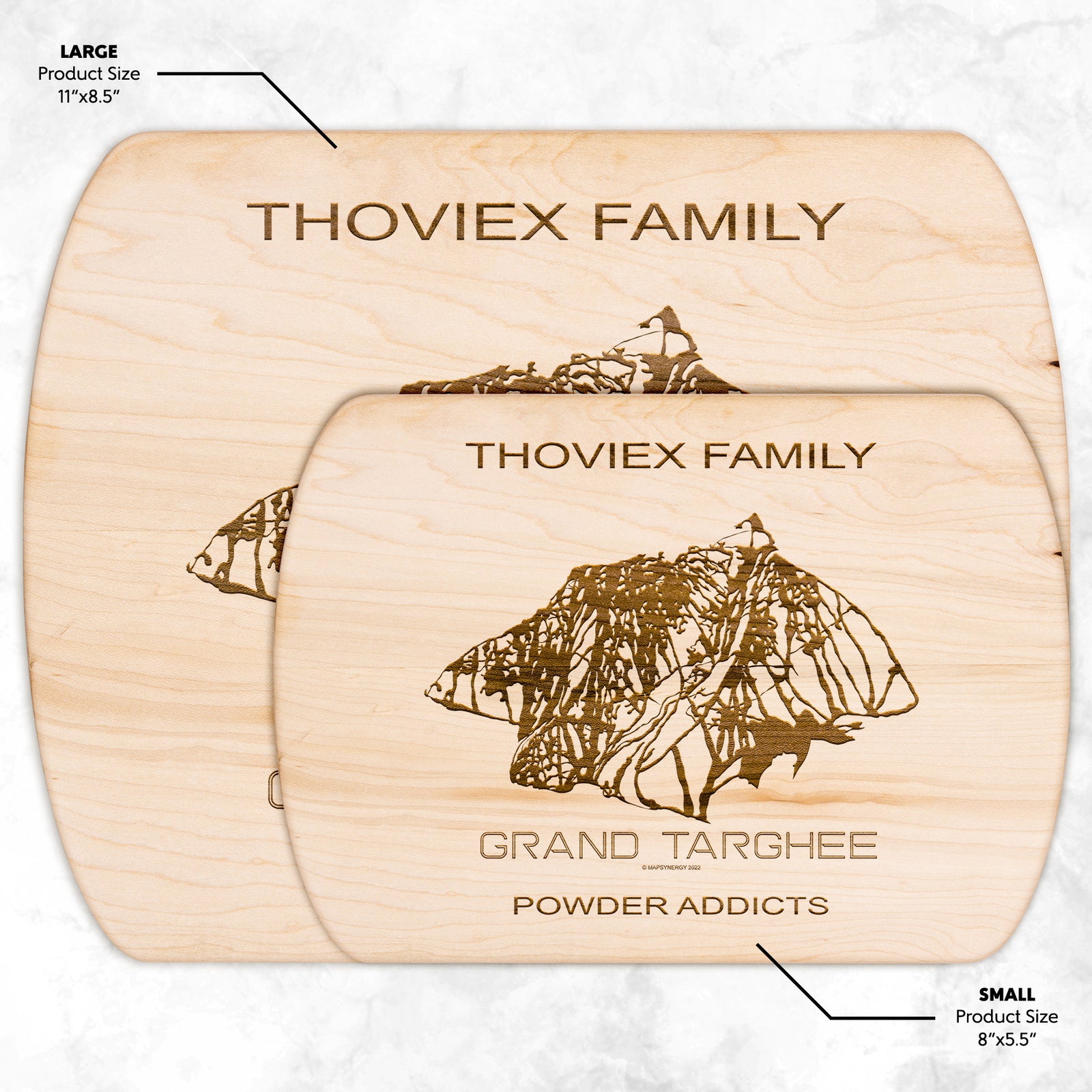 PERSONALIZED Grand Targhee , Wyoming SKI TRAIL MAP CUTTING BOARD