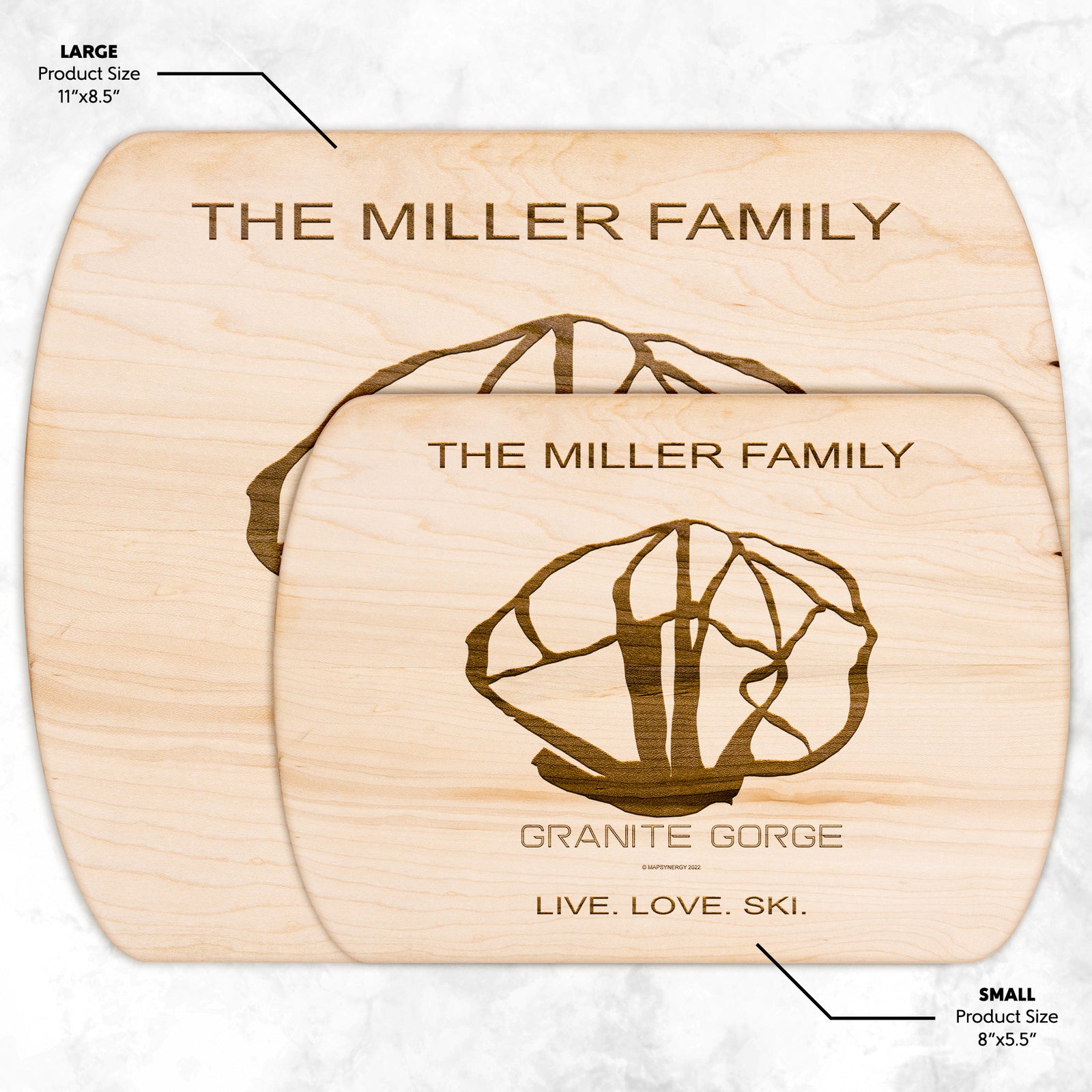 PERSONALIZED Granite Gorge   , New Hampshire SKI TRAIL MAP CUTTING BOARD