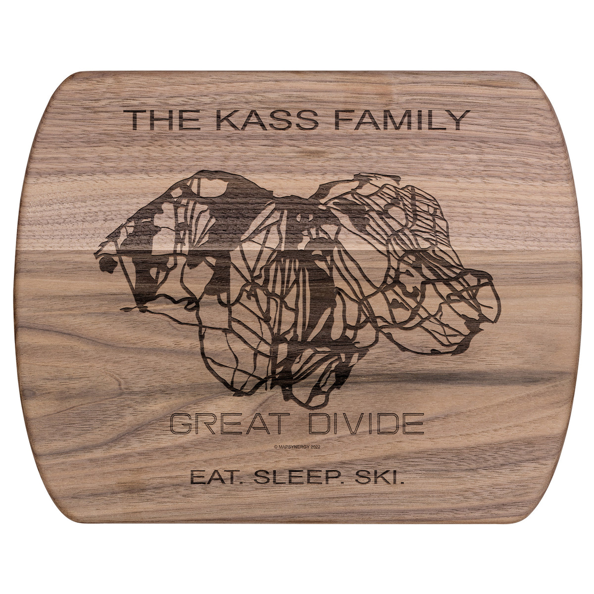 PERSONALIZED Great Divide , Montana SKI TRAIL MAP CUTTING BOARD