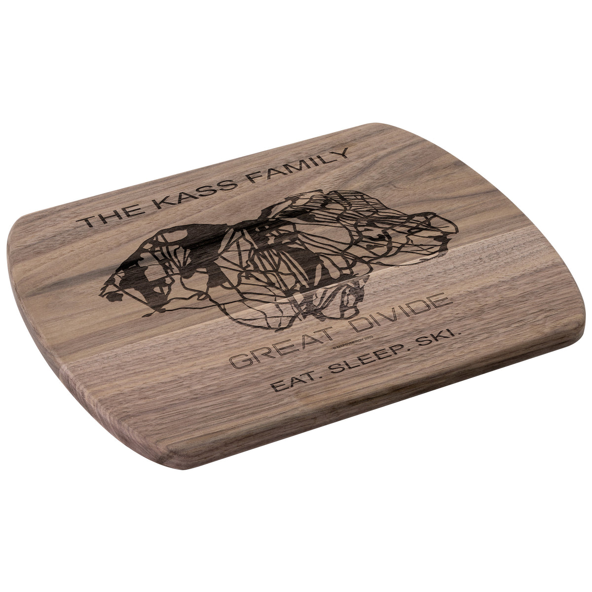 PERSONALIZED Great Divide , Montana SKI TRAIL MAP CUTTING BOARD