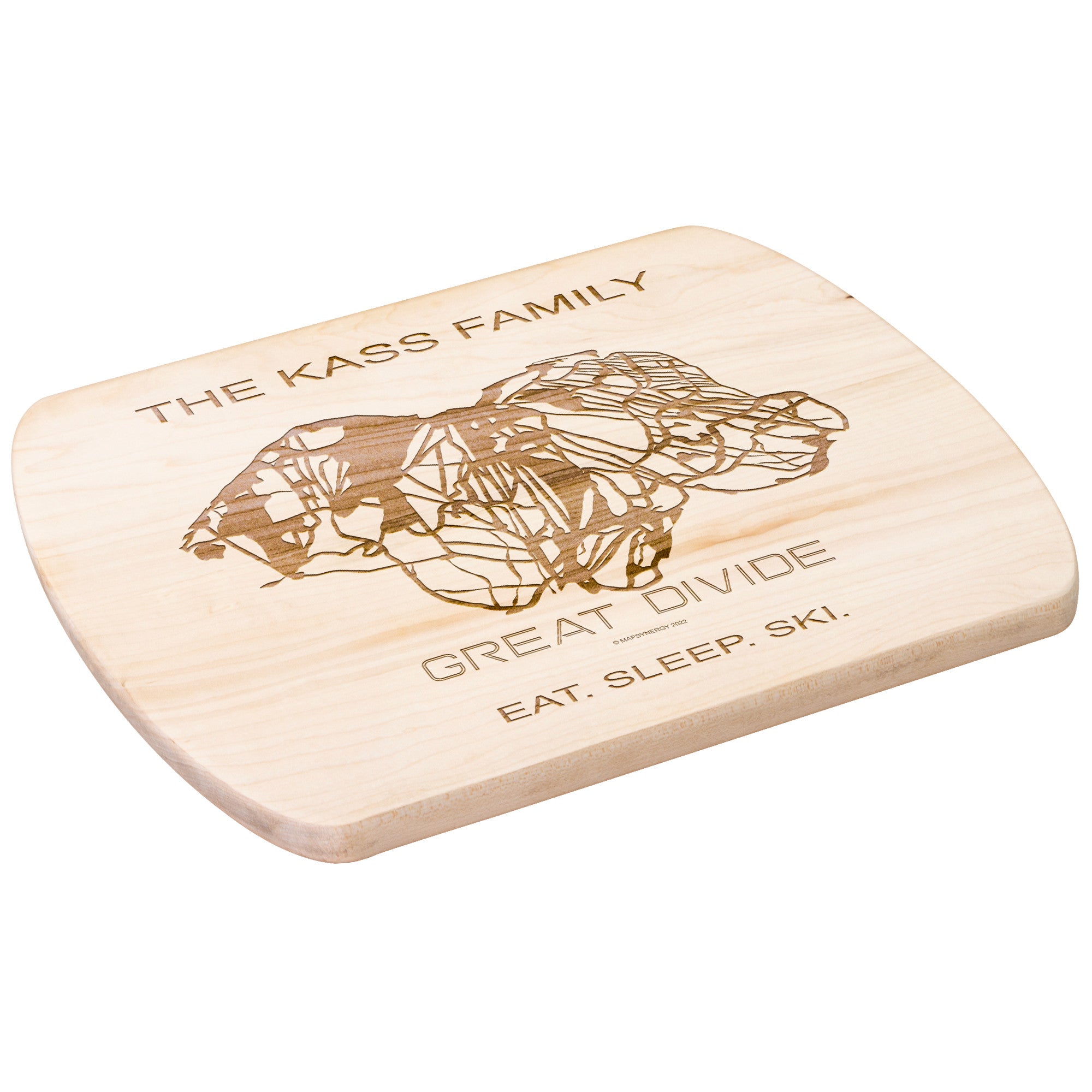 PERSONALIZED Great Divide , Montana SKI TRAIL MAP CUTTING BOARD