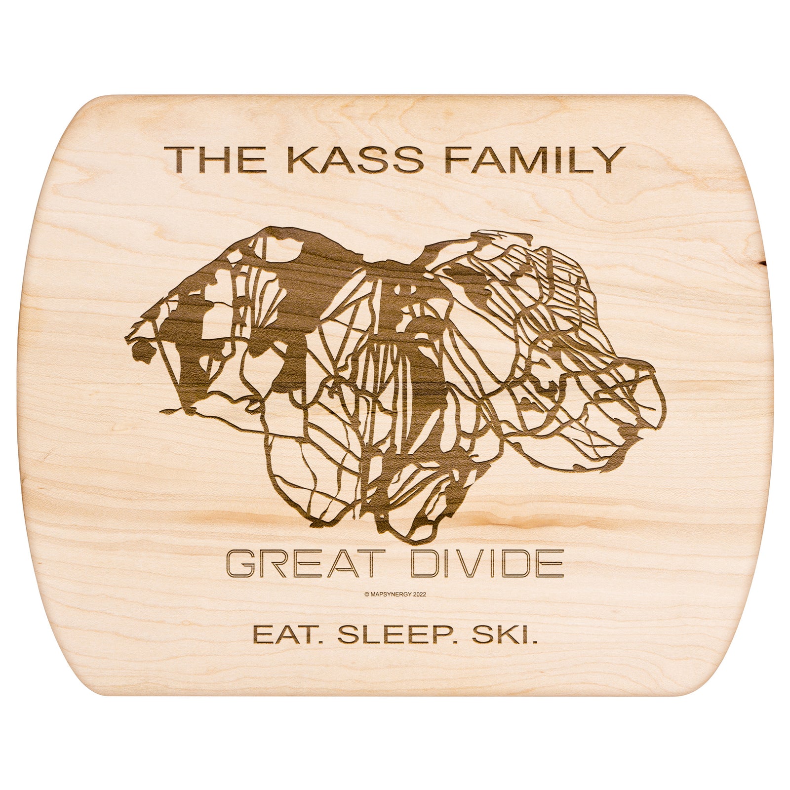 PERSONALIZED Great Divide , Montana SKI TRAIL MAP CUTTING BOARD