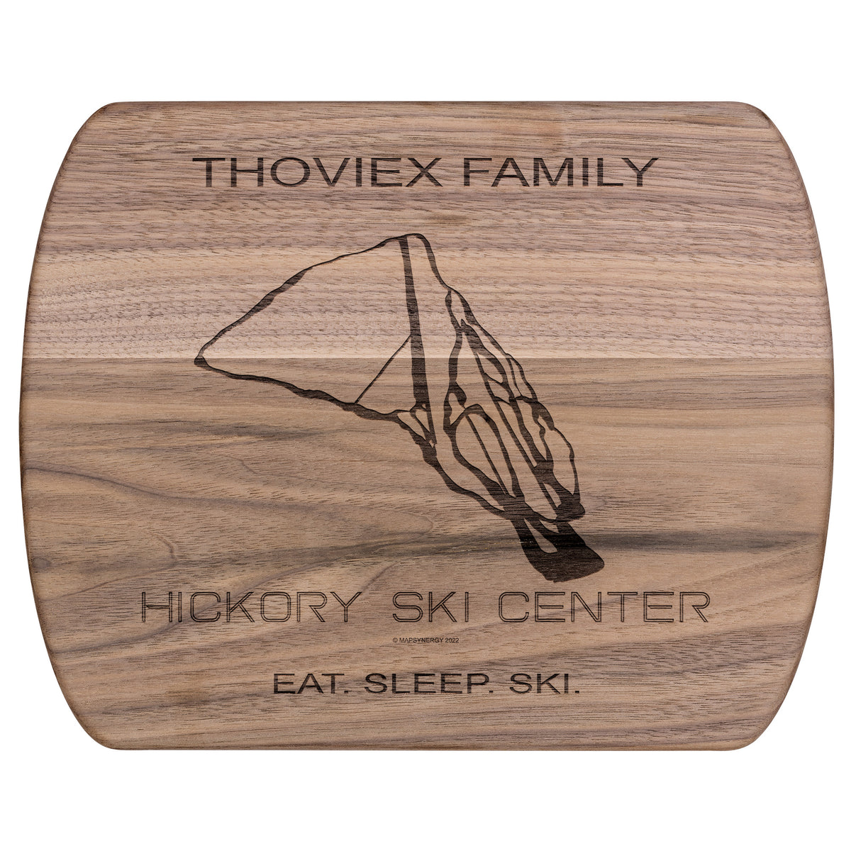 PERSONALIZED HICKORY SKI CENTER, NEW YORK SKI TRAIL MAP CUTTING BOARD