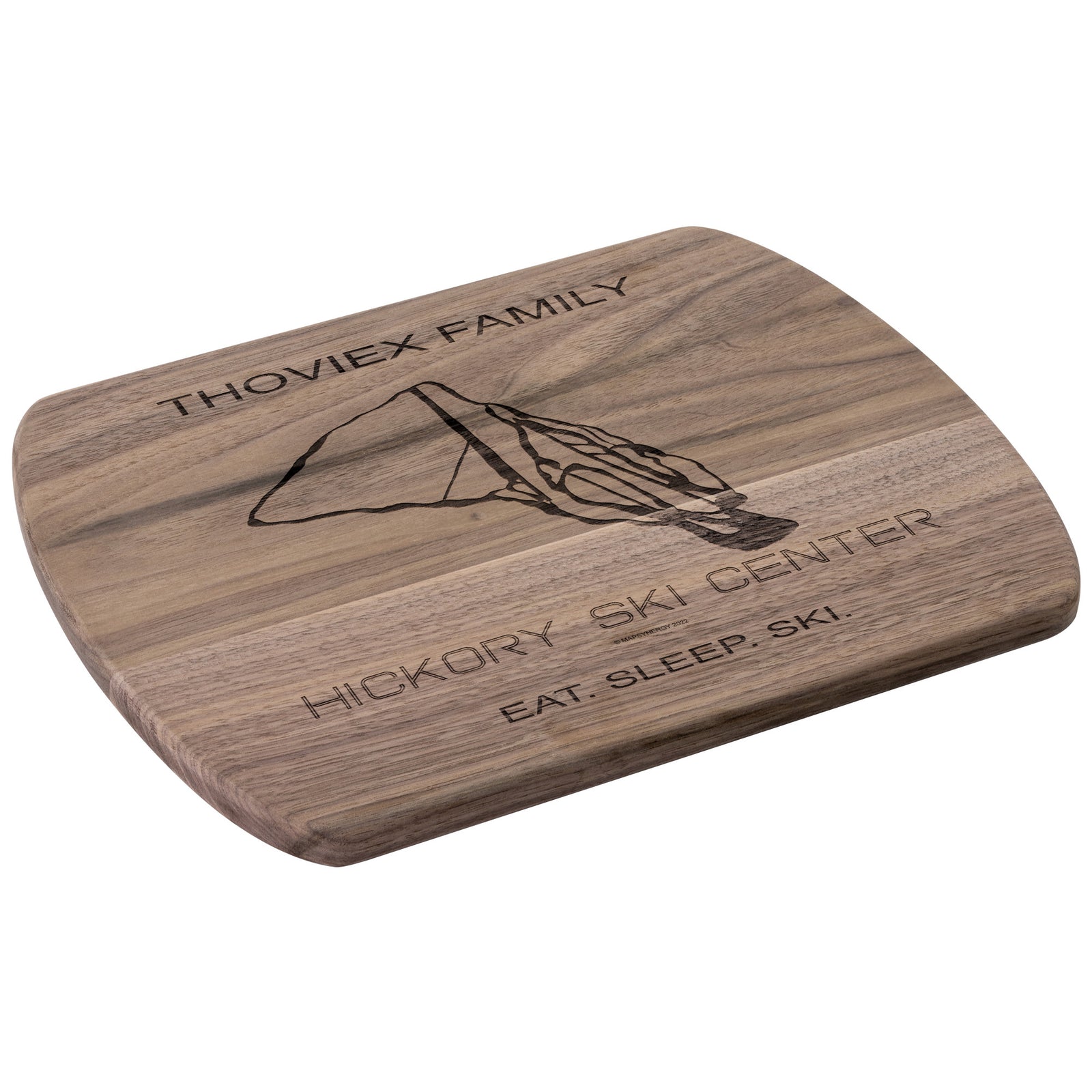 PERSONALIZED HICKORY SKI CENTER, NEW YORK SKI TRAIL MAP CUTTING BOARD