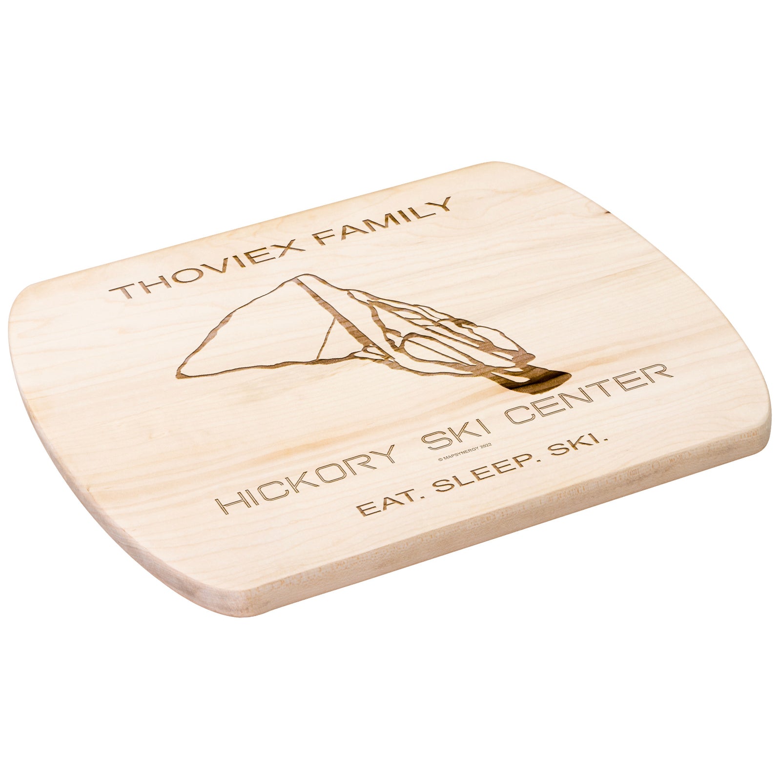 PERSONALIZED HICKORY SKI CENTER, NEW YORK SKI TRAIL MAP CUTTING BOARD