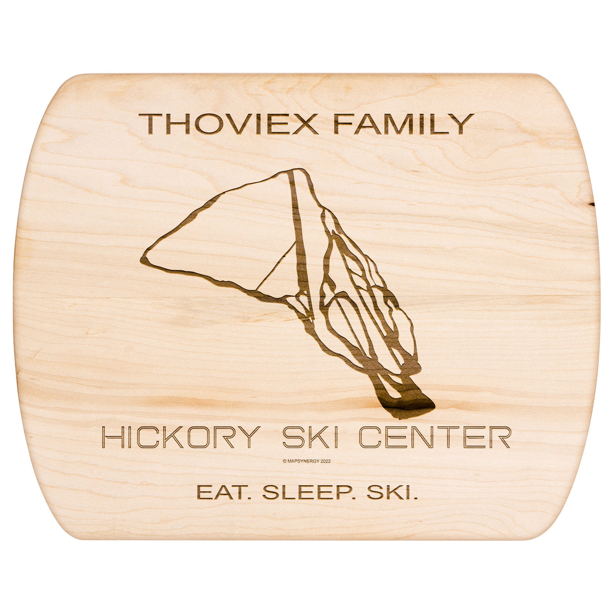 PERSONALIZED HICKORY SKI CENTER, NEW YORK SKI TRAIL MAP CUTTING BOARD
