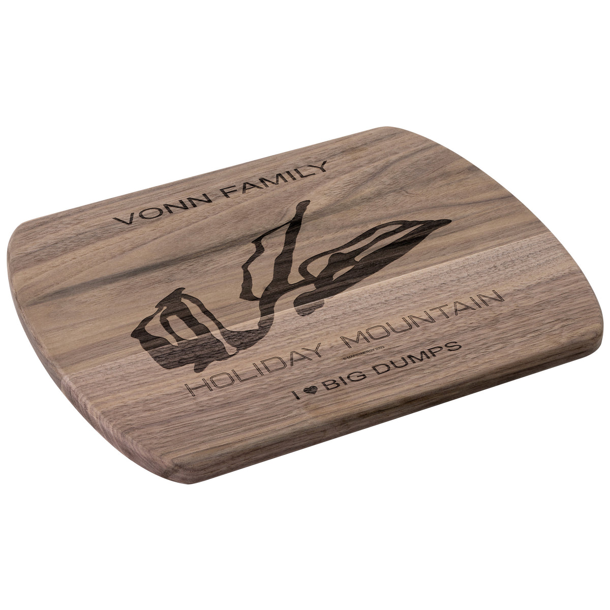 PERSONALIZED HOLIDAY MOUNTAIN, NEW YORK SKI TRAIL MAP CUTTING BOARD