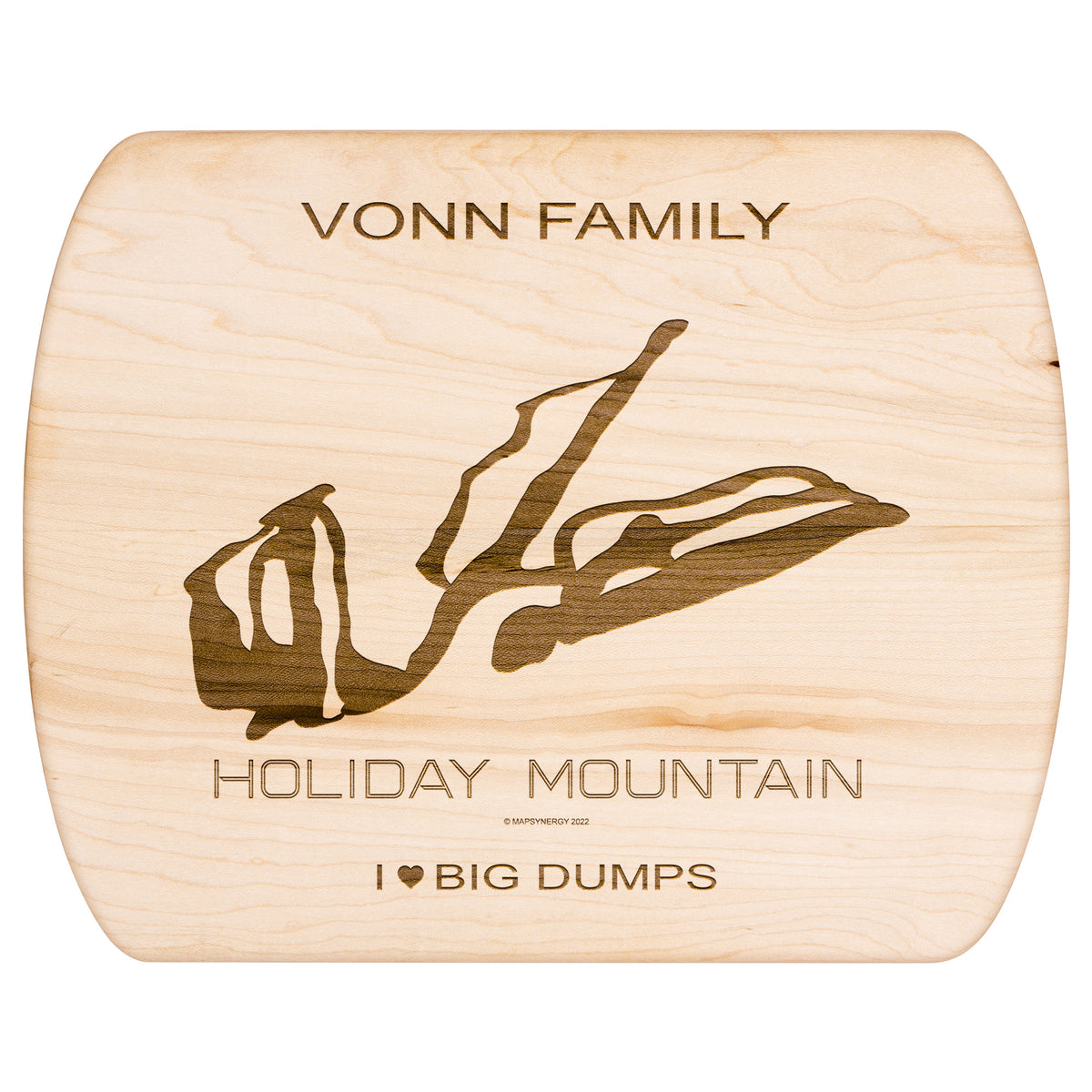 PERSONALIZED HOLIDAY MOUNTAIN, NEW YORK SKI TRAIL MAP CUTTING BOARD