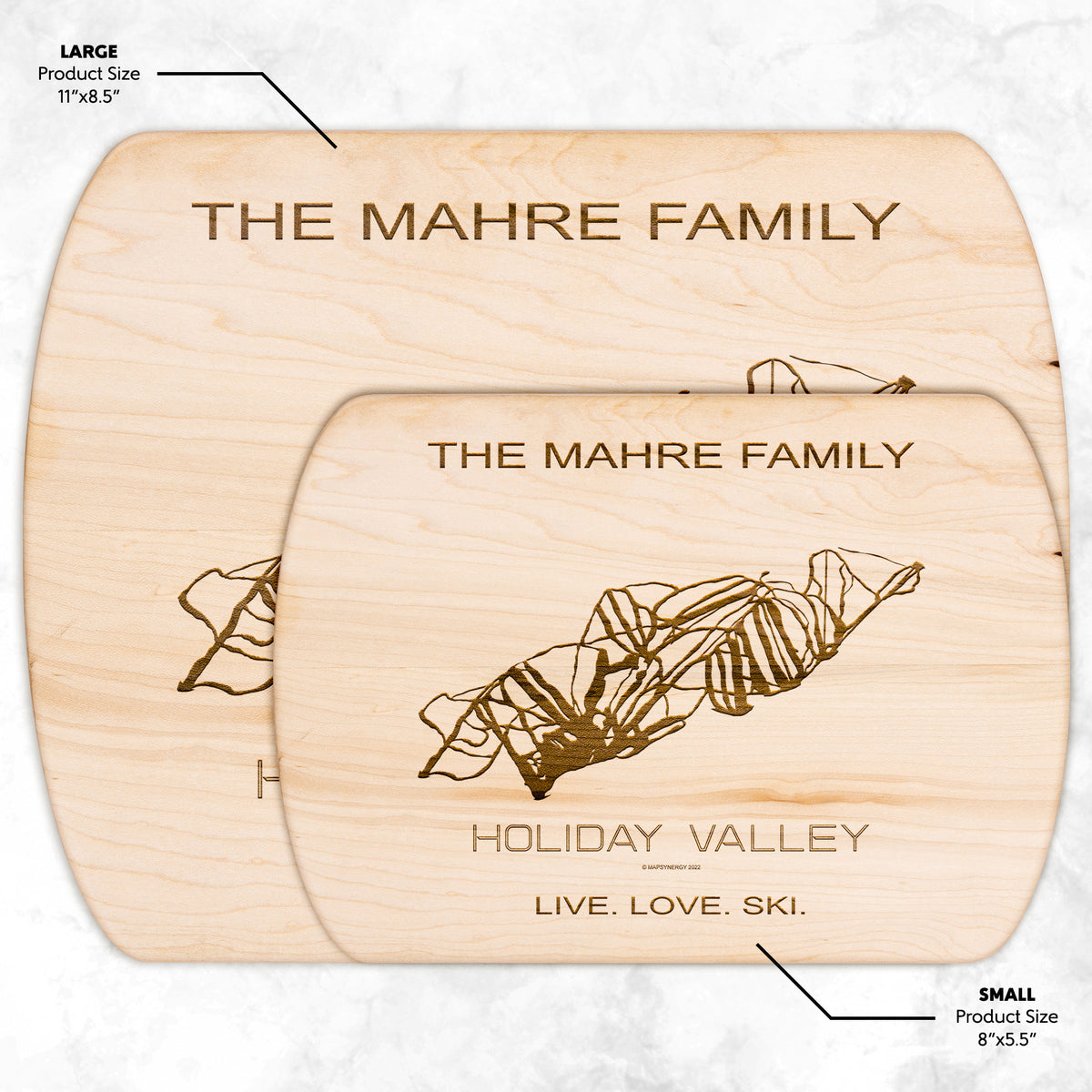 PERSONALIZED HOLIDAY VALLEY, NEW YORK SKI TRAIL MAP CUTTING BOARD