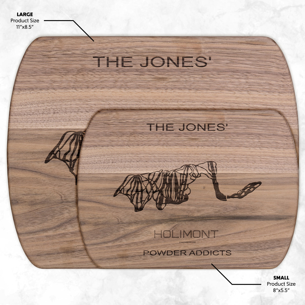 PERSONALIZED HOLIMONT, NEW YORK SKI TRAIL MAP CUTTING BOARD
