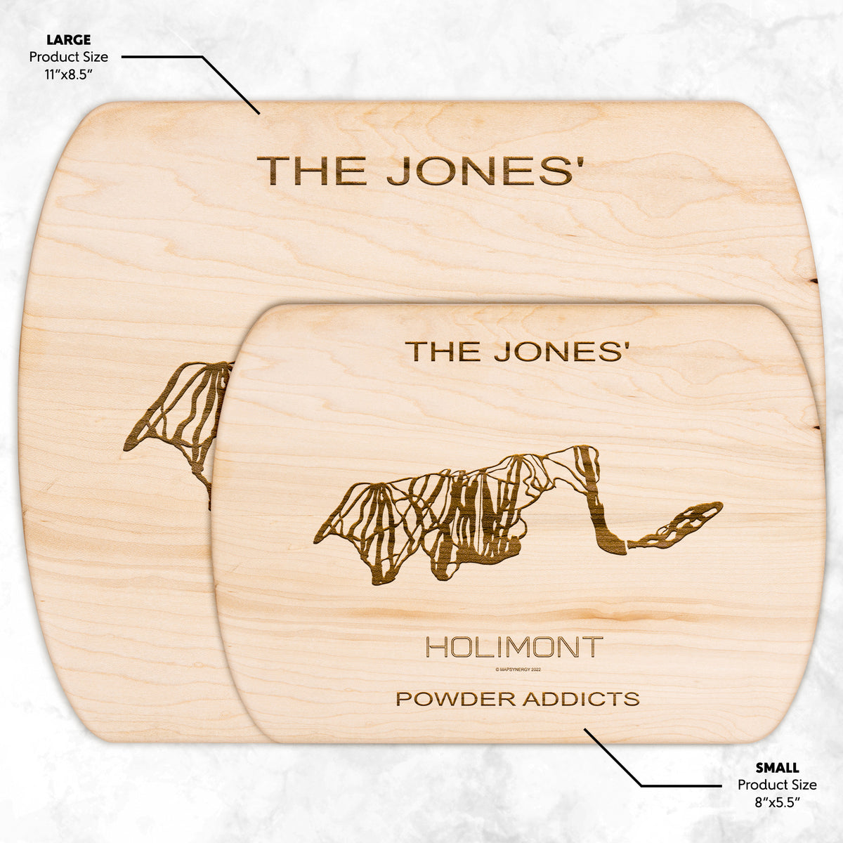 PERSONALIZED HOLIMONT, NEW YORK SKI TRAIL MAP CUTTING BOARD