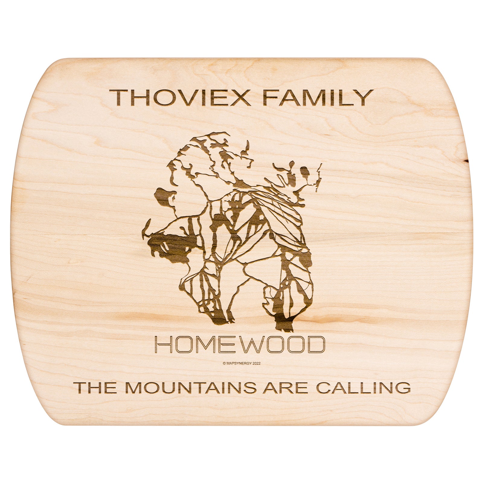 PERSONALIZED HOMEWOOD, CALIFORNIA SKI TRAIL MAP CUTTING BOARD