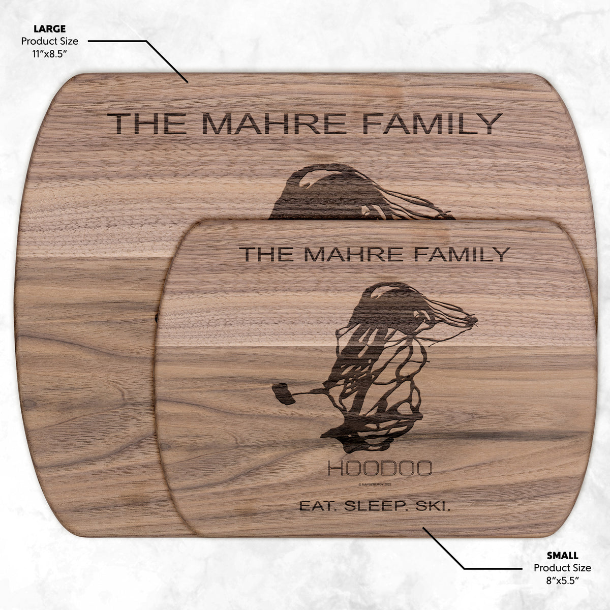 PERSONALIZED HOODOO,OREGON SKI TRAIL MAP CUTTING BOARD
