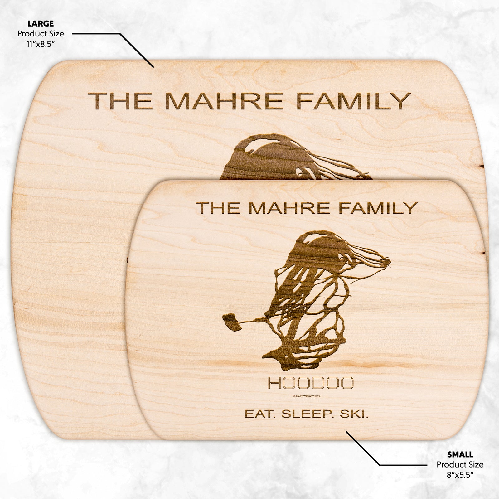 PERSONALIZED HOODOO,OREGON SKI TRAIL MAP CUTTING BOARD