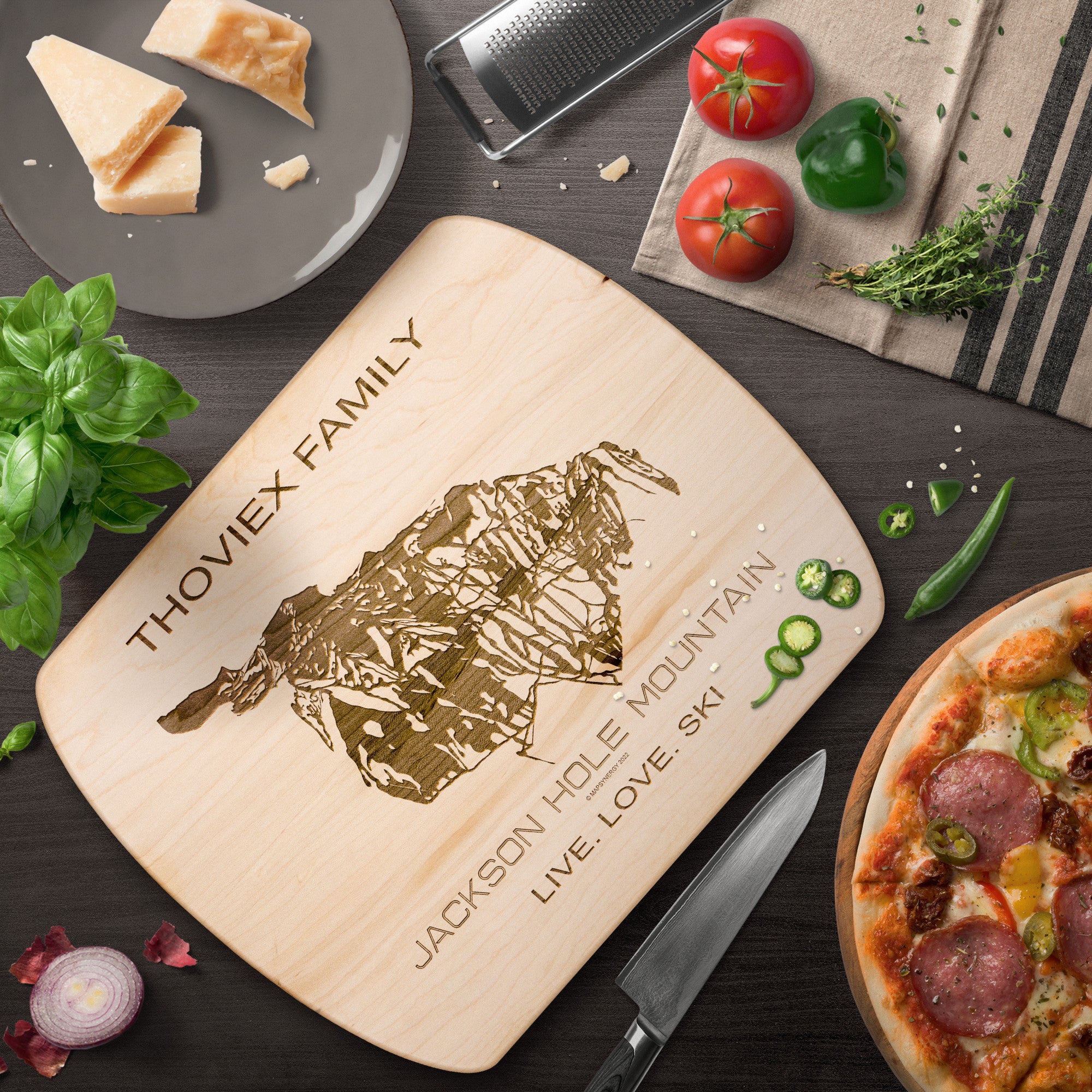 PERSONALIZED Hardwood Cutting Board - Jackson Hole, Wyoming