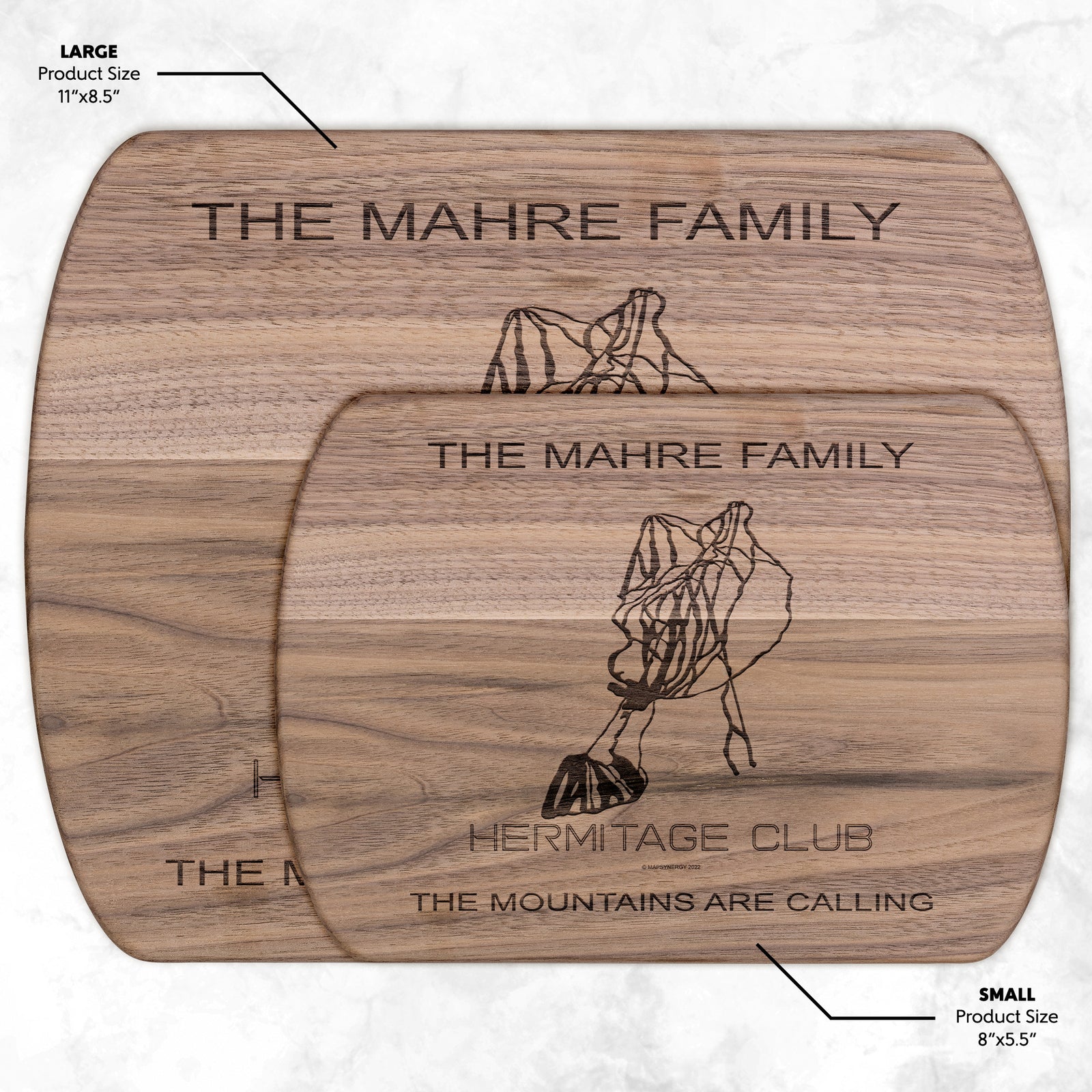 PERSONALIZED Hermitage Club, Vermont  SKI TRAIL MAP CUTTING BOARD