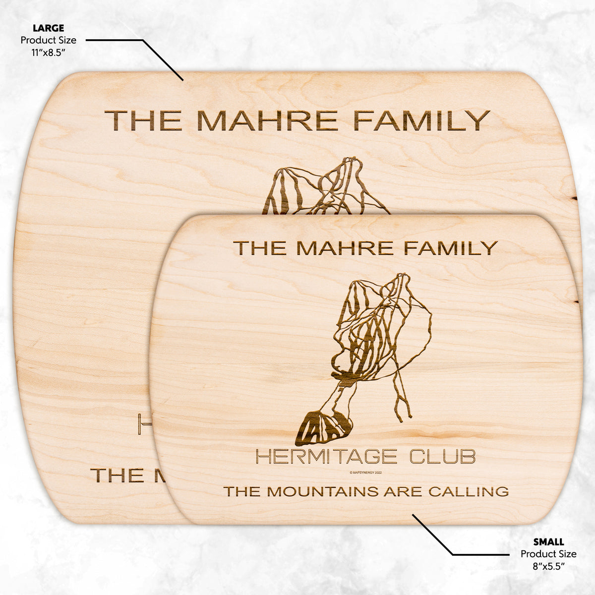 PERSONALIZED Hermitage Club, Vermont  SKI TRAIL MAP CUTTING BOARD