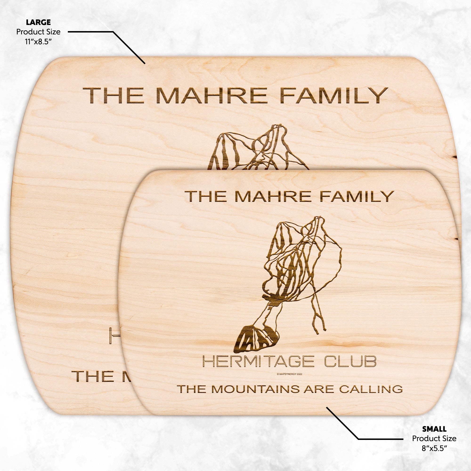 PERSONALIZED Hermitage Club, Vermont  SKI TRAIL MAP CUTTING BOARD