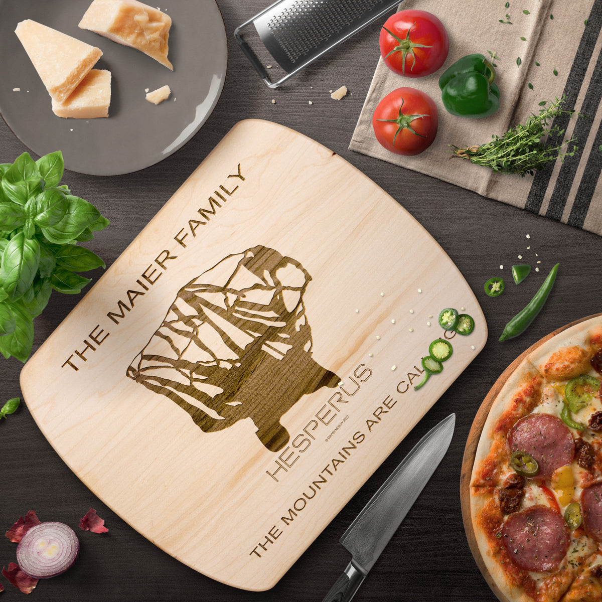 PERSONALIZED Hesperus ,Colorado SKI TRAIL MAP CUTTING BOARD