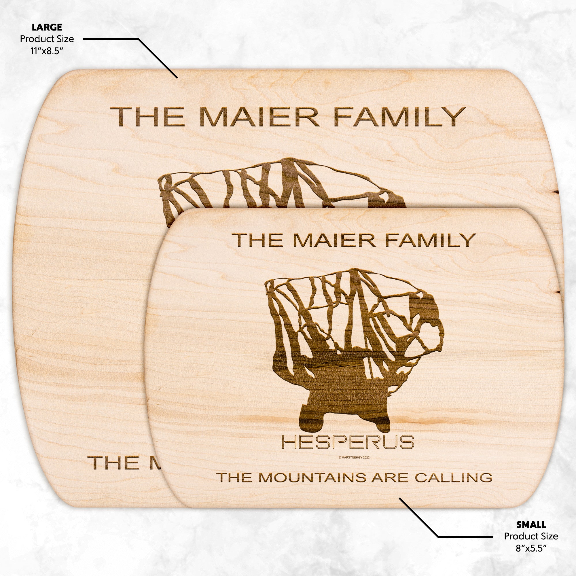 PERSONALIZED Hesperus ,Colorado SKI TRAIL MAP CUTTING BOARD