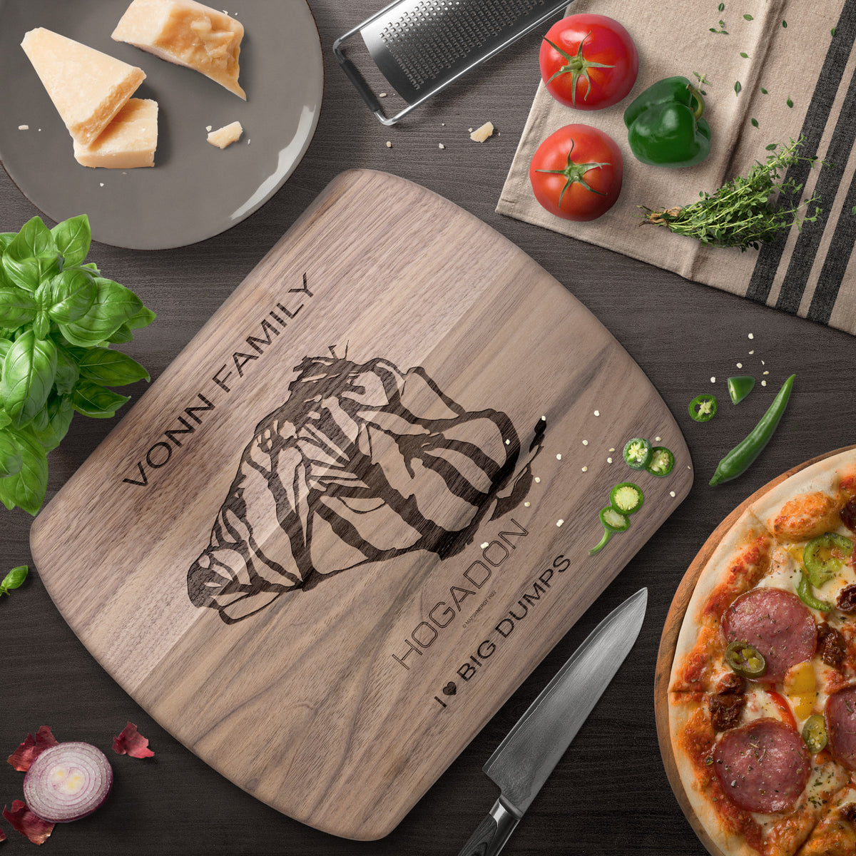 PERSONALIZED Hogadon , Wyoming SKI TRAIL MAP CUTTING BOARD