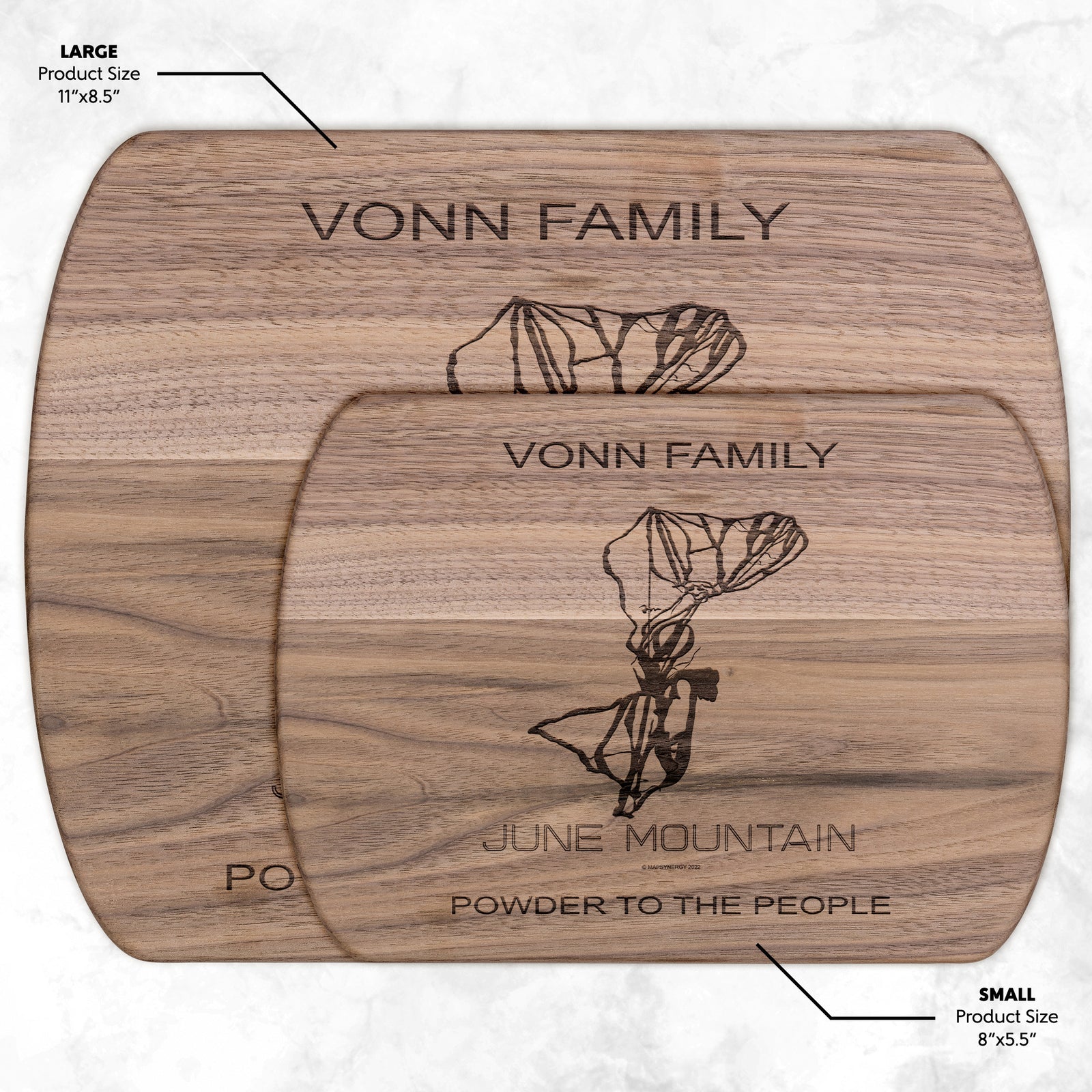 PERSONALIZED JUNE MOUNTAIN, CALIFORNIA SKI TRAIL MAP CUTTING BOARD