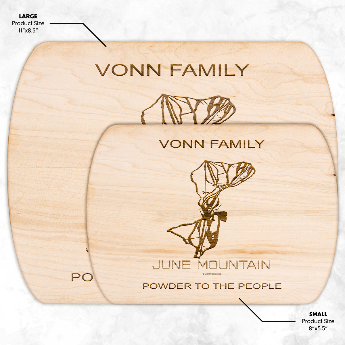 PERSONALIZED JUNE MOUNTAIN, CALIFORNIA SKI TRAIL MAP CUTTING BOARD