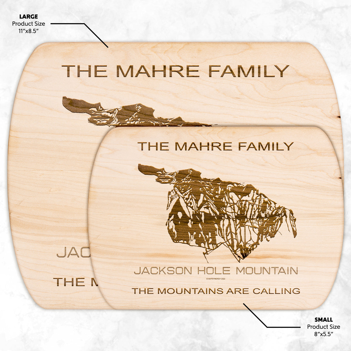 PERSONALIZED Jackson Hole Mountain , Wyoming SKI TRAIL MAP CUTTING BOARD