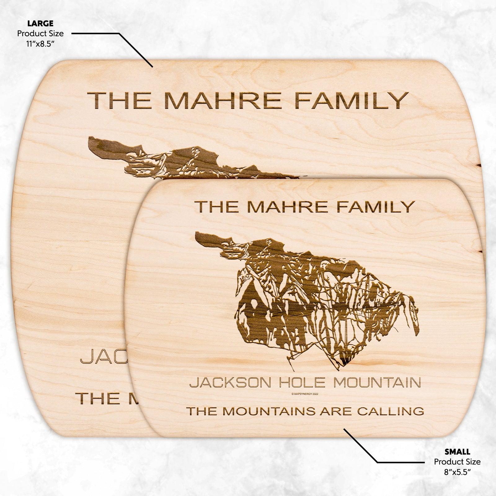 PERSONALIZED Jackson Hole Mountain , Wyoming SKI TRAIL MAP CUTTING BOARD