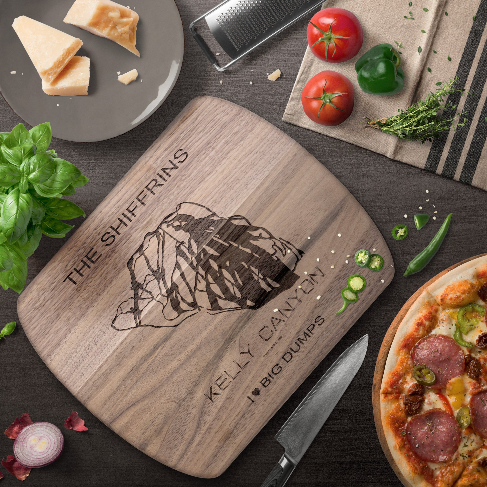 PERSONALIZED Kelly Canyon , Idaho SKI TRAIL MAP CUTTING BOARD - Powderaddicts