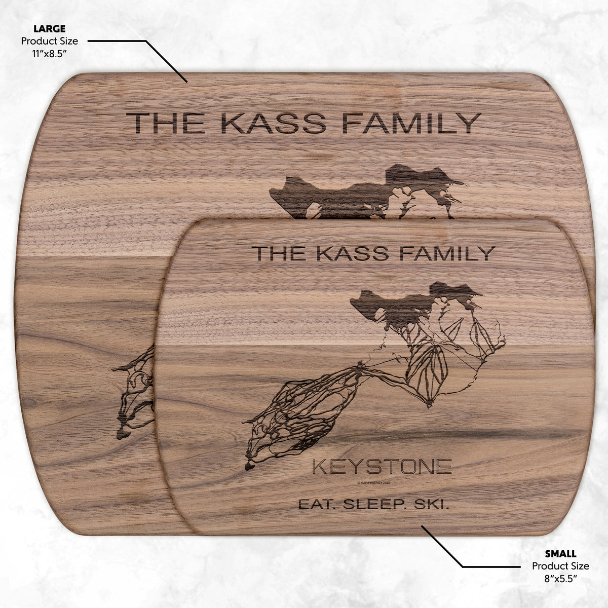 PERSONALIZED Keystone ,Colorado SKI TRAIL MAP CUTTING BOARD