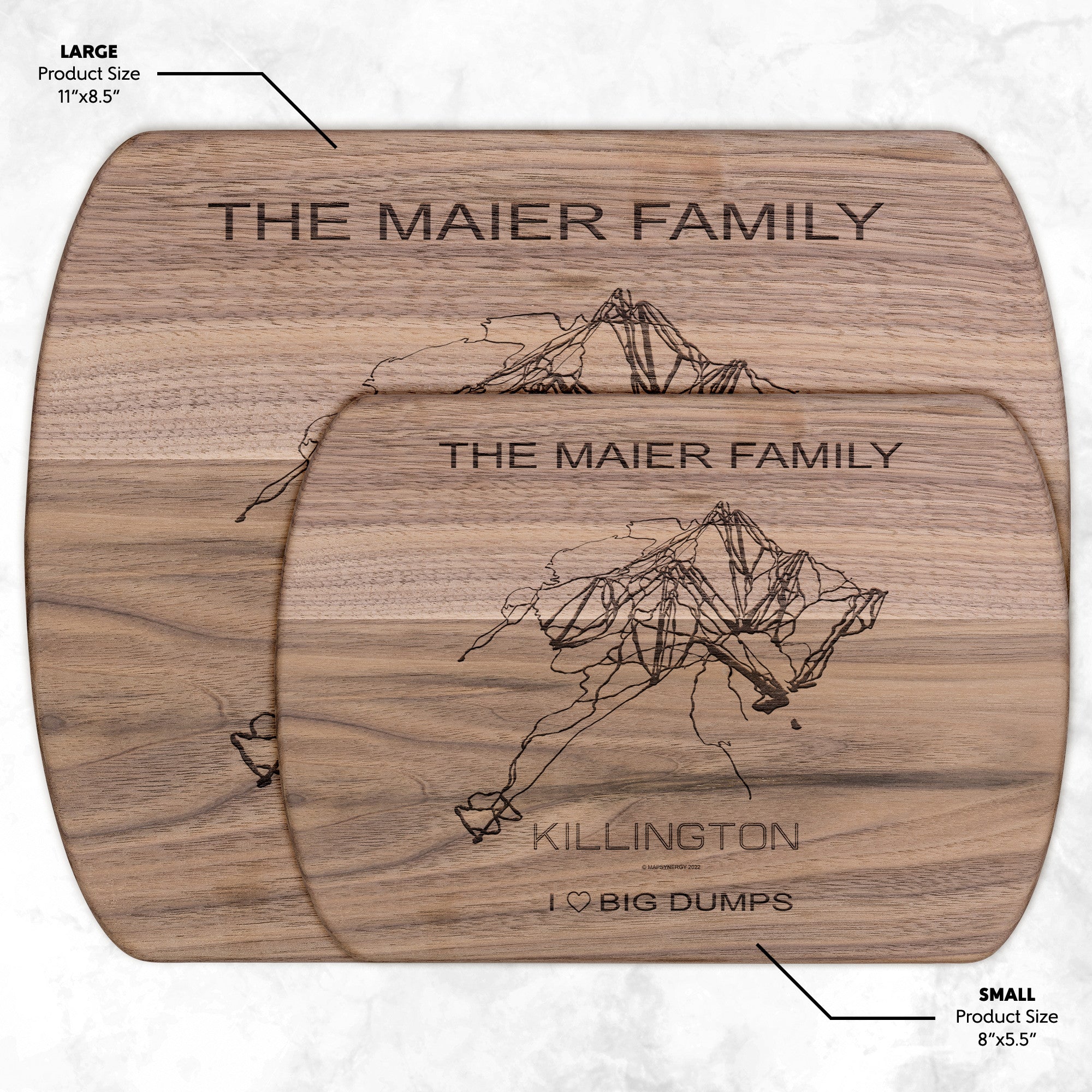 PERSONALIZED Killington , Vermont  SKI TRAIL MAP CUTTING BOARD