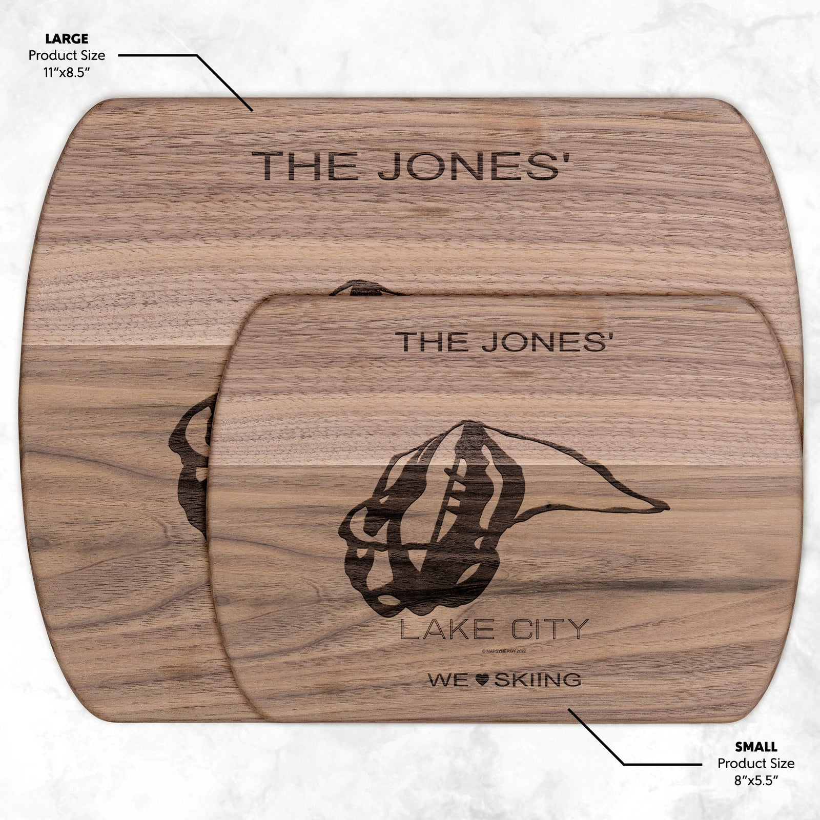 PERSONALIZED Lake City ,Colorado SKI TRAIL MAP CUTTING BOARD