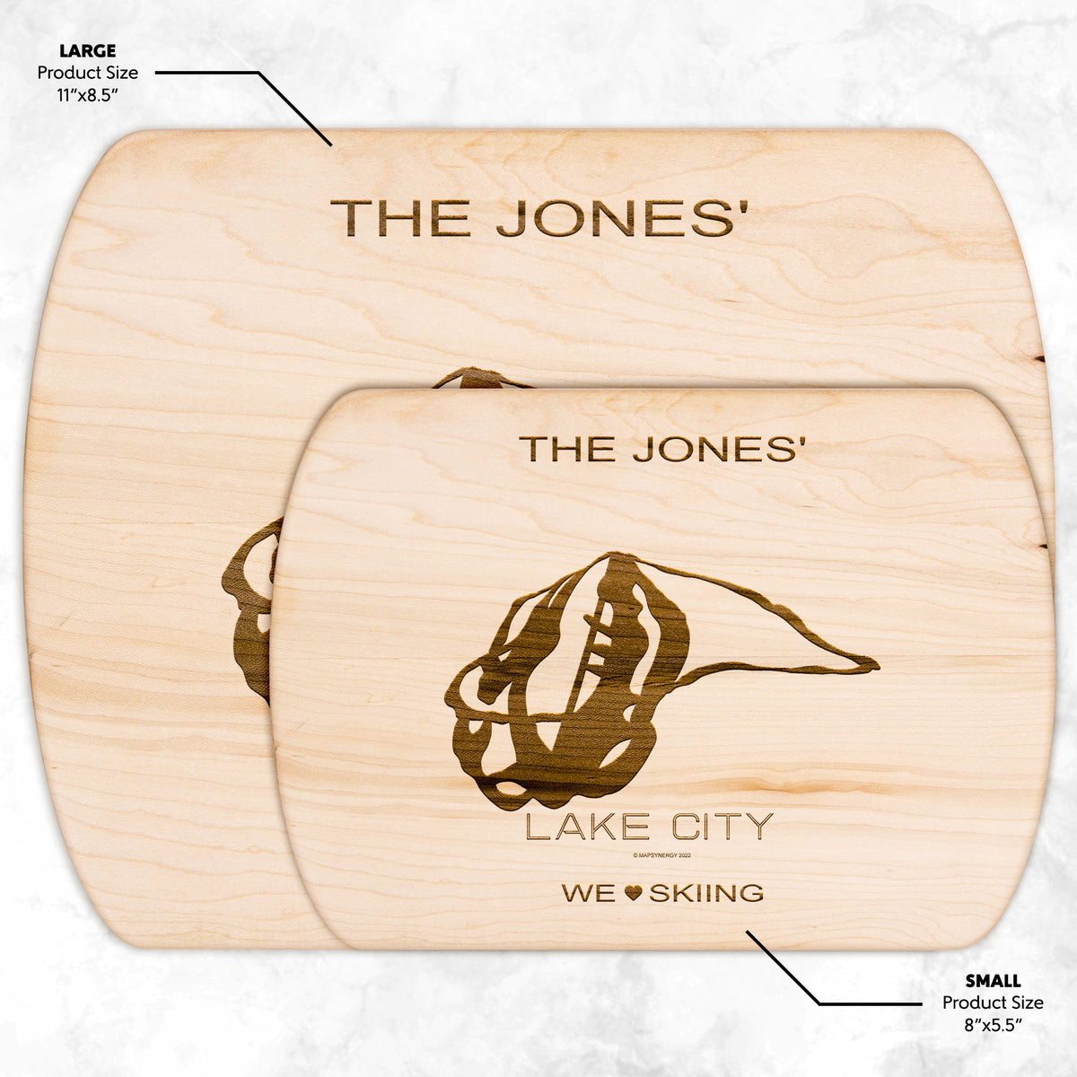 PERSONALIZED Lake City ,Colorado SKI TRAIL MAP CUTTING BOARD