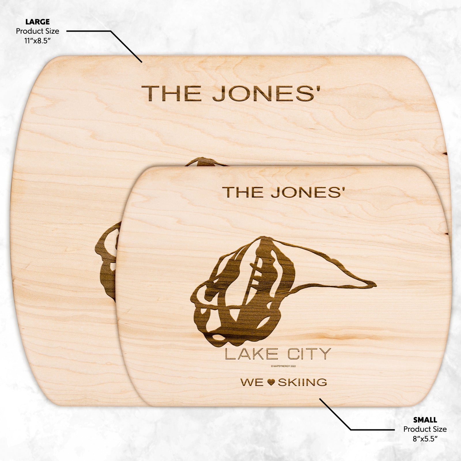 PERSONALIZED Lake City ,Colorado SKI TRAIL MAP CUTTING BOARD