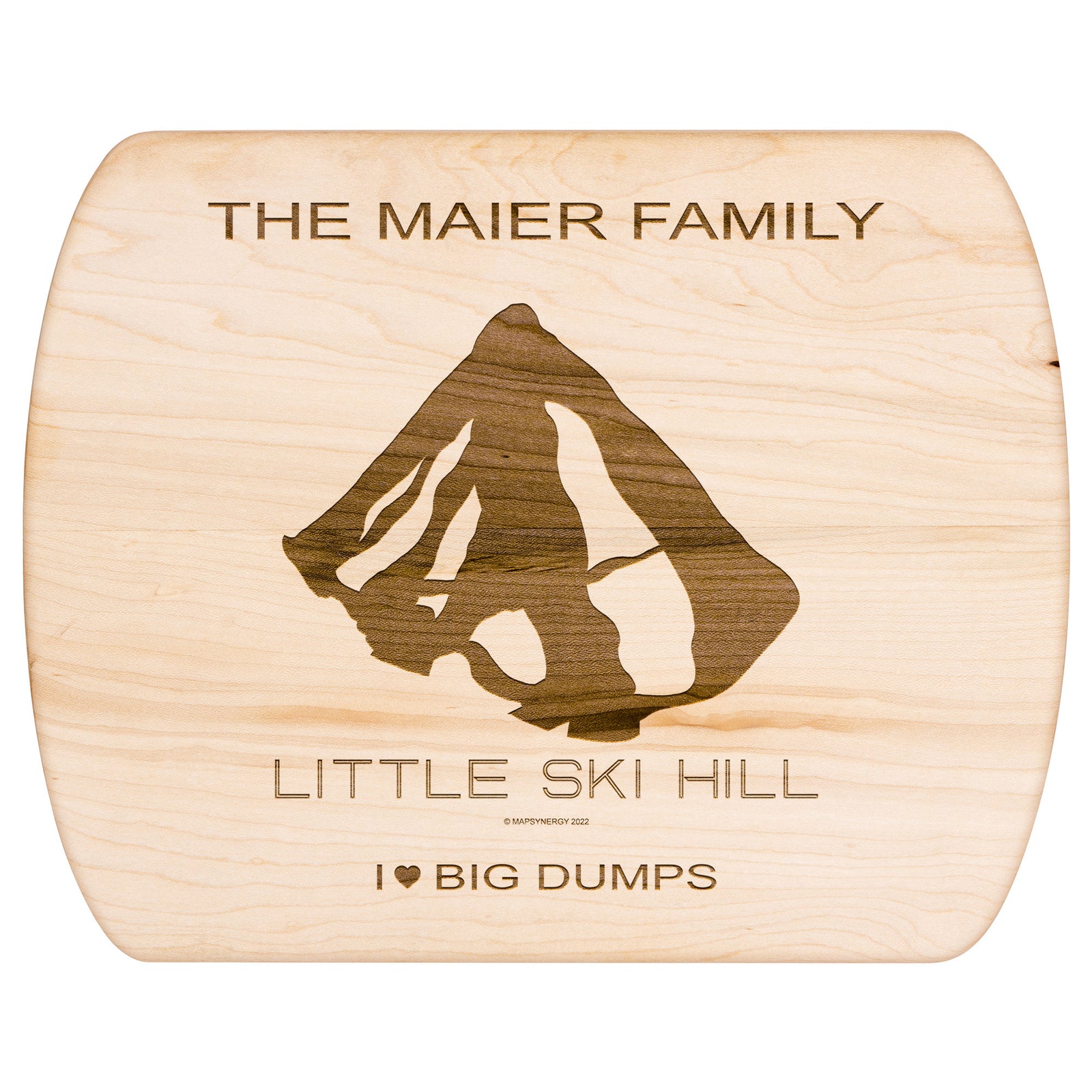 PERSONALIZED Little Ski Hill, Idaho SKI TRAIL MAP CUTTING BOARD