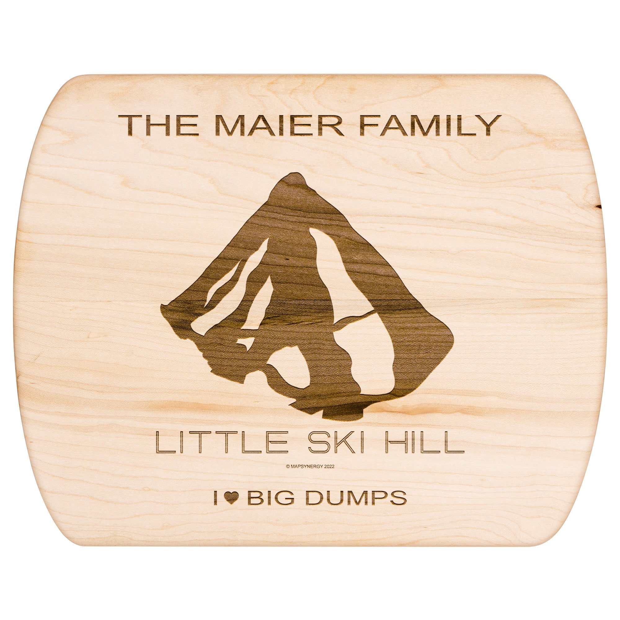 PERSONALIZED Little Ski Hill, Idaho SKI TRAIL MAP CUTTING BOARD