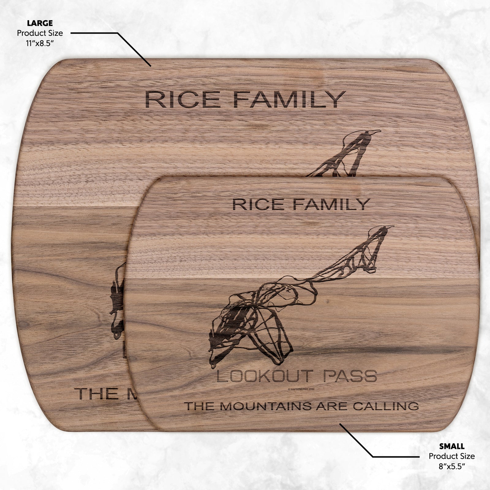 PERSONALIZED Lookout Pass, Idaho SKI TRAIL MAP CUTTING BOARD