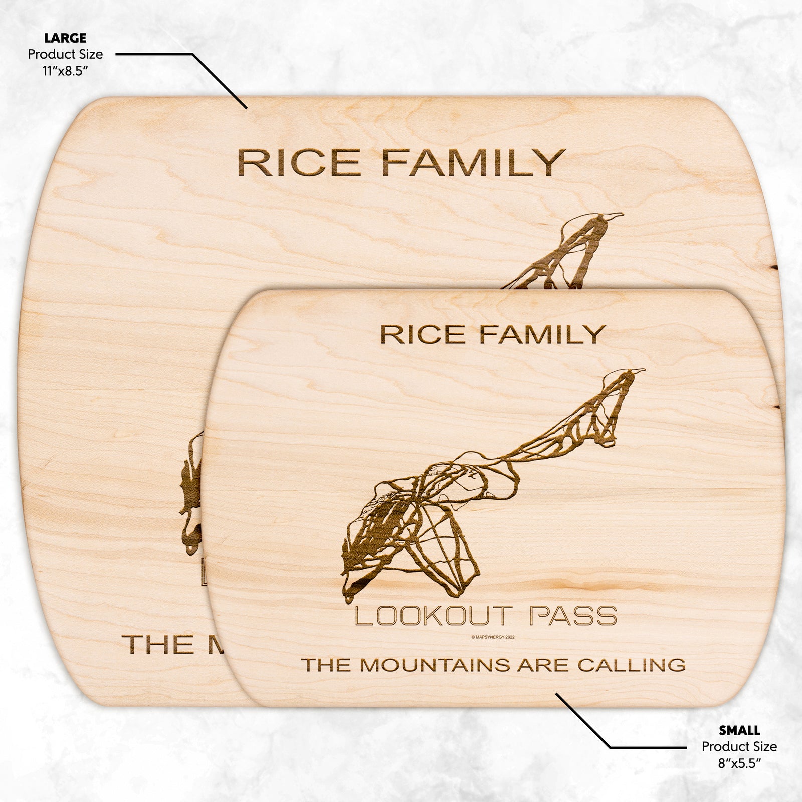 PERSONALIZED Lookout Pass, Idaho SKI TRAIL MAP CUTTING BOARD
