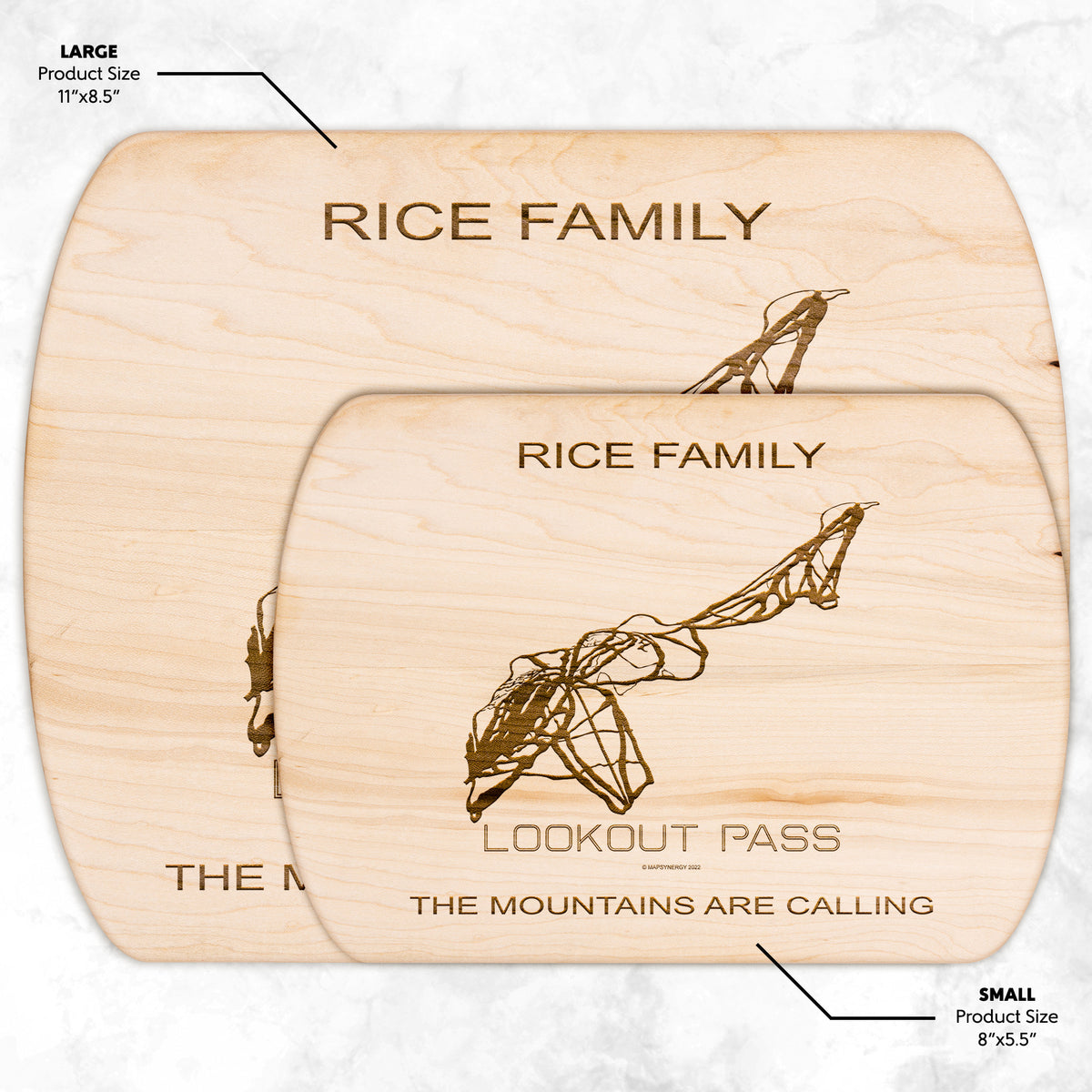 PERSONALIZED Lookout Pass, Idaho SKI TRAIL MAP CUTTING BOARD